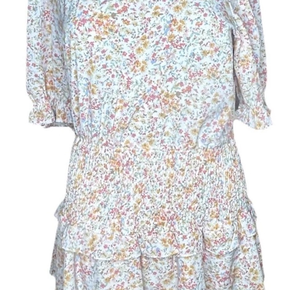 Floral Ruffle Tiered Smocked Waist Dress floral tiered festival ready lulus